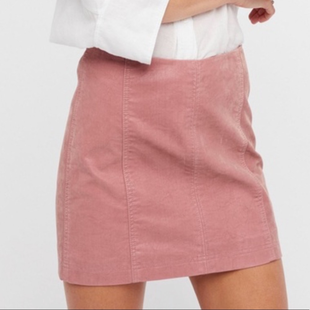 FREE PEOPLE PINK DENIM SKIRT